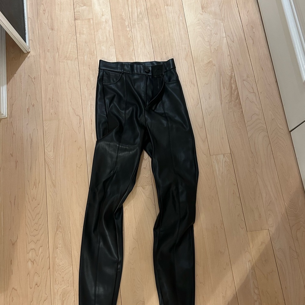 Chic Black Vegan Leather Trousers